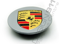 Wheel Cap "Large Crest" Silver with gold crest for Porsche
